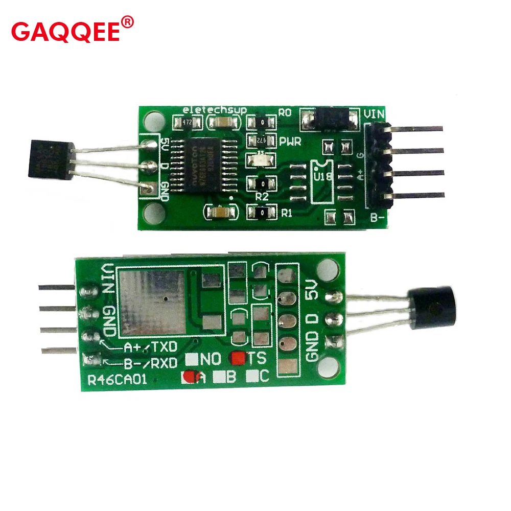 

RS485 TTL DS18B20 Temperature Acquisition Sensor Module MODBUS RTU Serial Port Remote Acquisition For Arduino PC PLC MCU 5V 12V