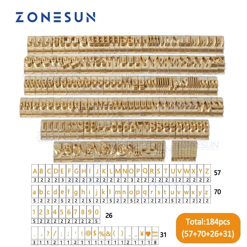 

184 PCS Alphabet Letter Set With Number Symbols 10cm T slot Letter Stamp For Hot Foil Stamping Machine Custom Logo Name