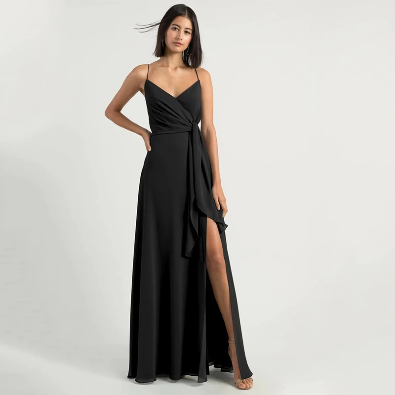 

AIOVOX Chiffon Prom Dresses Spaghetti Straps Bridesmaid Dress Dinner Party Ball Customize Robes De Soirée Evening Gowns 2023