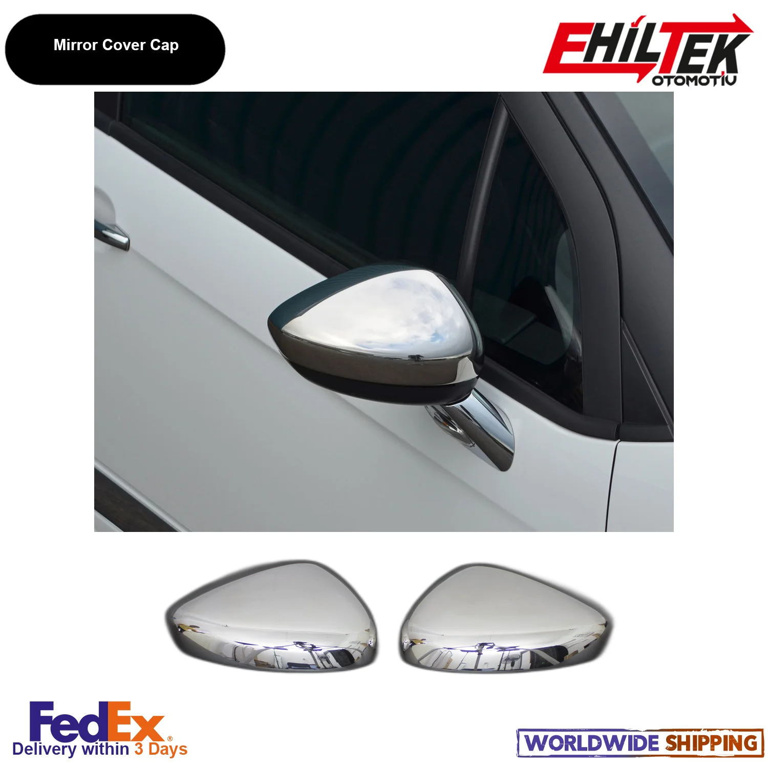 

Fits Peugeot RCZ 2010-2016 S.Steel Chrome Side Mirror Cover Caps 2 Pcs.