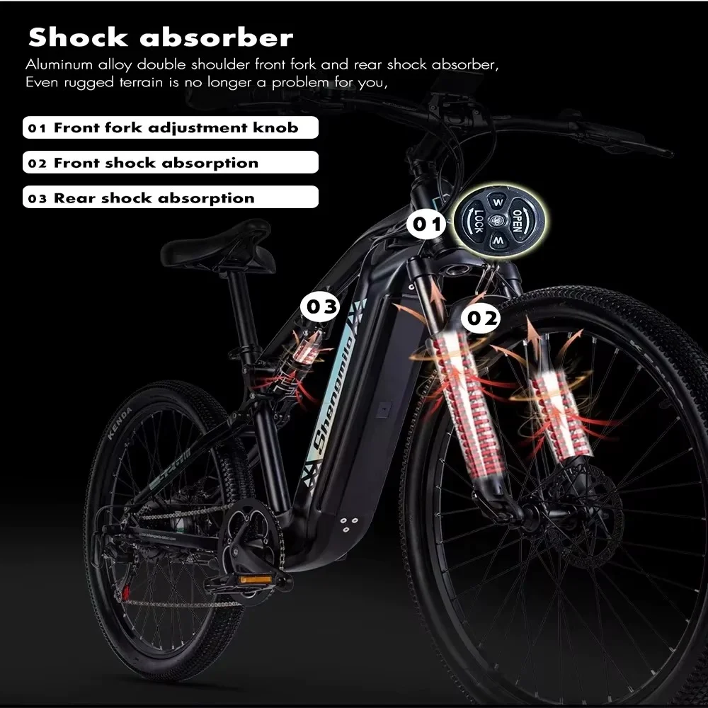 Фото Shengmilo S26 Электрический велосипед 500 Вт Bafang Motor E-Mountain велосипеды 48V17.5AH Электрический велосипед для взрослых Открытый велосипед 27,5inc Ebike №4