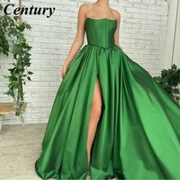 century sexy a line satin prom dress sweetheart formal lace up corset evening dress high slit wedding party dress robe de bal
