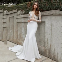 grace long sleeves mermaid wedding dress grace tops lace embroidery bride dresses grace satin sweep train wedding gowns