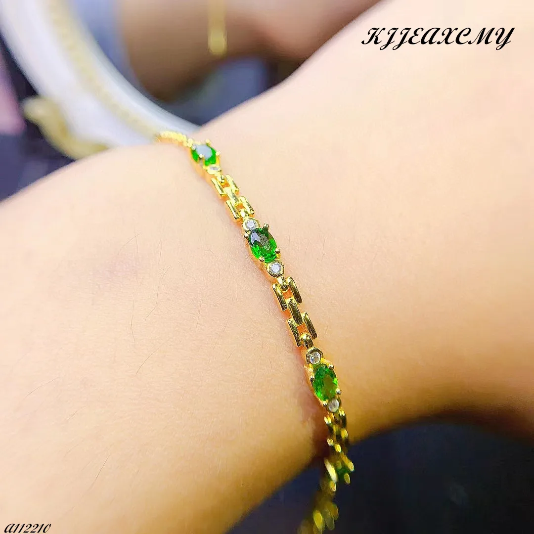 Boutique Jewelry 925 Sterling Silver Natural Gem Diopside Women's Bracelet Gift Wedding Party Girl New Year Valentine's Day