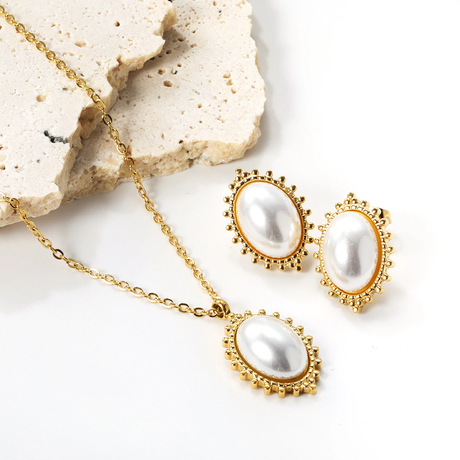 Роскошные белые овальные жемчужные серьги LUXUKISSKIDS из нержавеющей стали