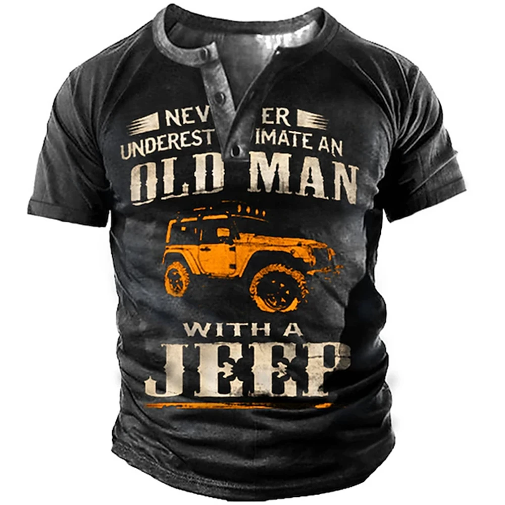 

Men's Henry Shirt Short Sleeve T-Shirt Vintage Tee Alphabet Print Summer Outdoor Oversize Fashion Design Casual Comfortable Tops