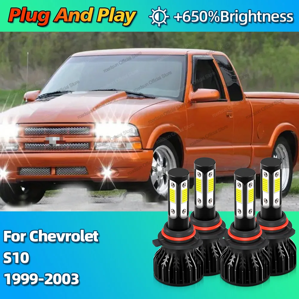 4 шт. светодиодные фары дальнего ближнего света HB3 HB4 лампы 180 Вт для Chevrolet S10 1999 2000