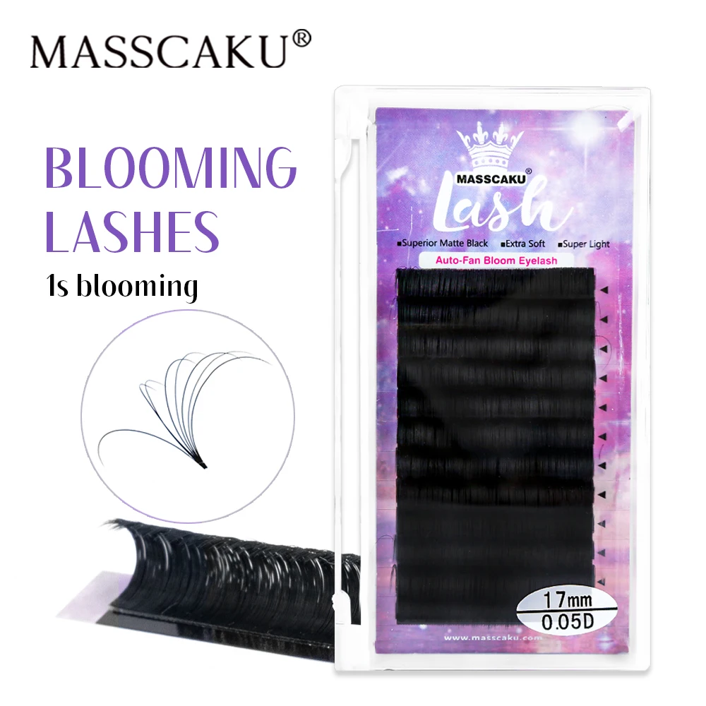 

Wholesal Price Masscaku Easy Fanning Eyelashes Prebonded Blooming Lash Extensions Mega Volume Faux Mink Individual Lashes