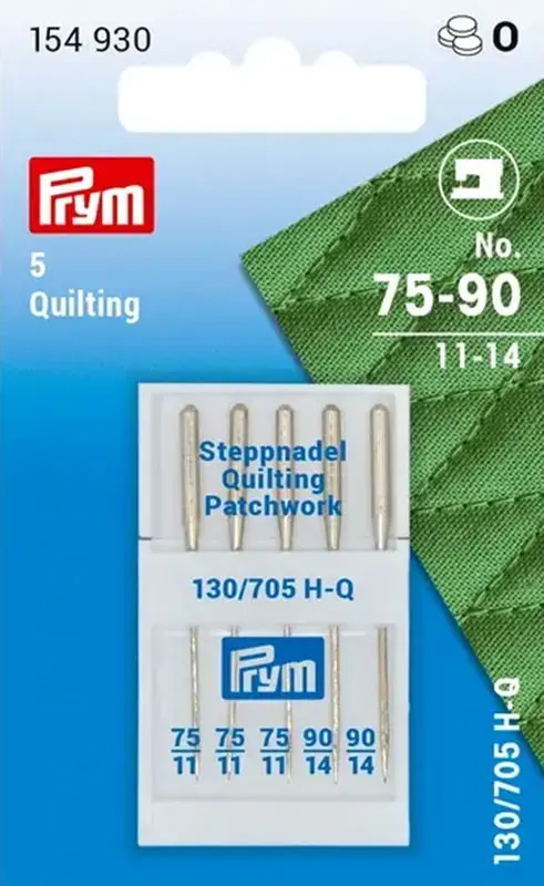 Иглы для швейных машин с плоской колбой 130 705 H-Q квилтинг № 70 и № 90 сталь Prym 154930