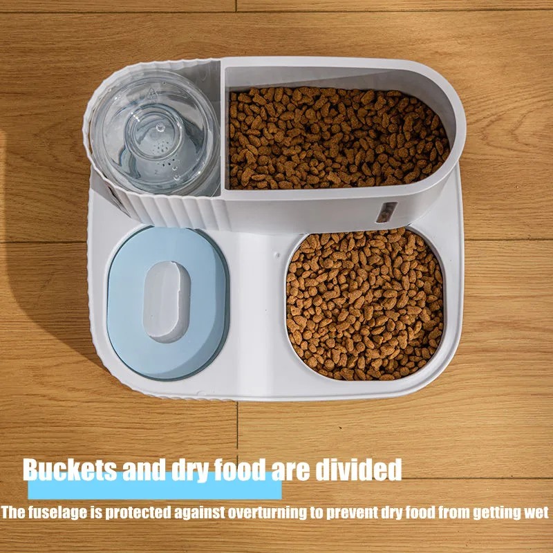 

2in1 Pet Cat Feeder Automatic Dog Feeder and Waterer with Dry Food Storage Cat Drinking Water Bowl Safety Material Pet Supplies