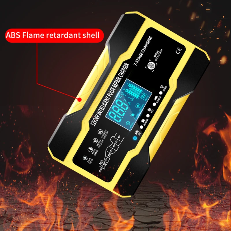 

12/24V Car Charger Power Supply Digital LCD Battery Charger Car Battery Charger Auto Repair Wet Dry Lead Acid