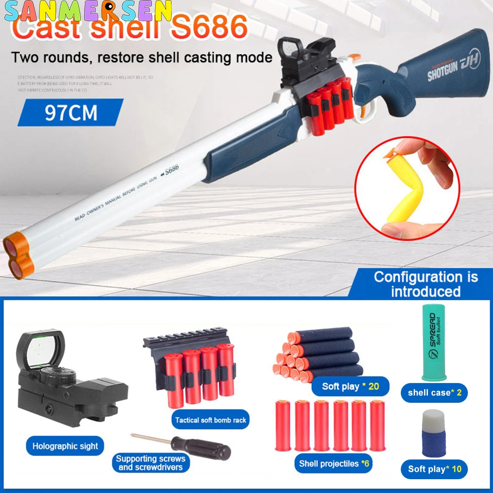 

S686 Double-Barreled Soft Bullet Toy Gun Weapon For Shooting Gun Pneumatic Rifle Airsoft Weapon Toys For Boy Game Gift