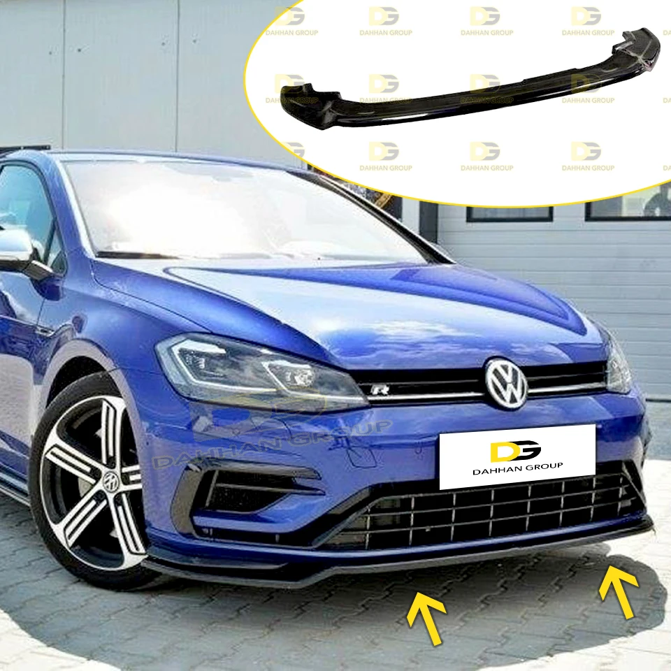 V.W Golf MK7.5 2017 - 2019 R Max Design V3 Style Front Splitter Lip Blade Wing Spoiler Piano Gloss Black Plastic R Kit