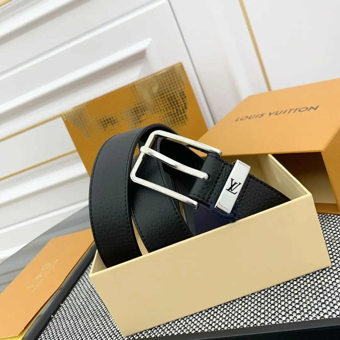 точная копия 1:1 Модный Новый Aurillon В Стиле Louis Vuitton Копия КлассичесКого Бутикового Металлического Кольца Мужской Ремень Из ВолоВьей Кожи
