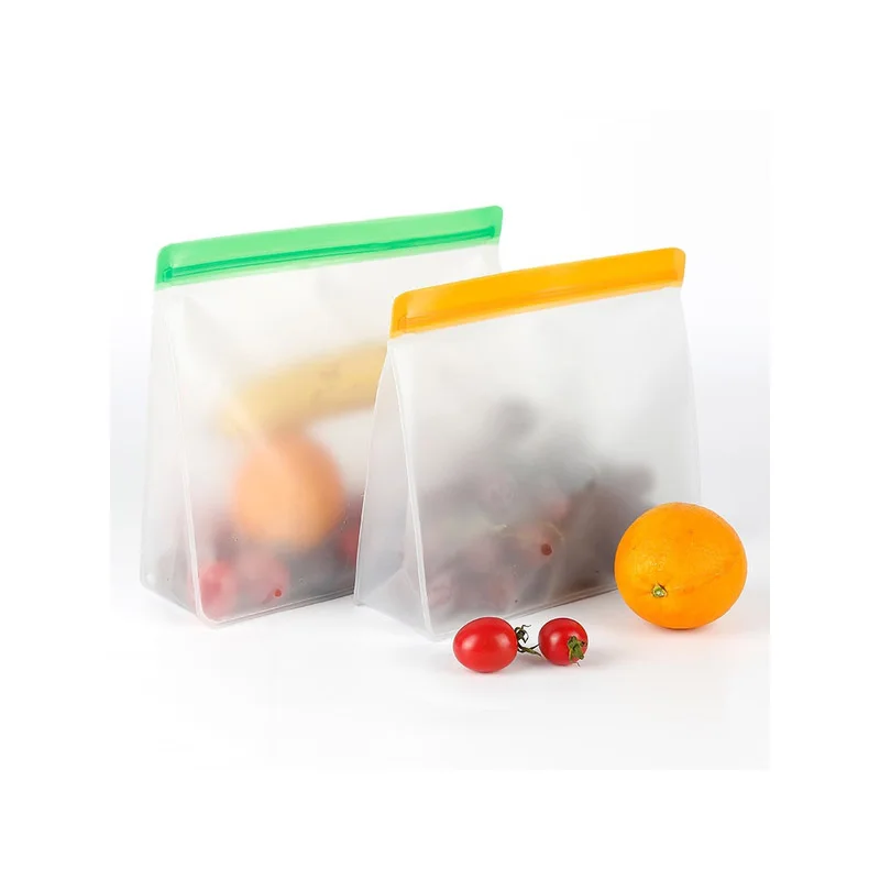 

1 PC Food Storage Bag Upgrade Leakproof Top Stand Up Reusable Freezer Sandwich Ziplock Silicone Bag Food Preservation Fresh Wrap