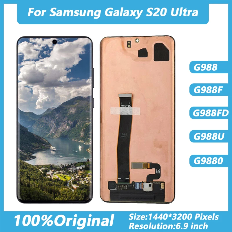 Оригинальный 6 9 'ɺMOLED ЖК-дисплей для Samsung Galaxy S20 Ultra G988 G988F дисплей с сенсорным