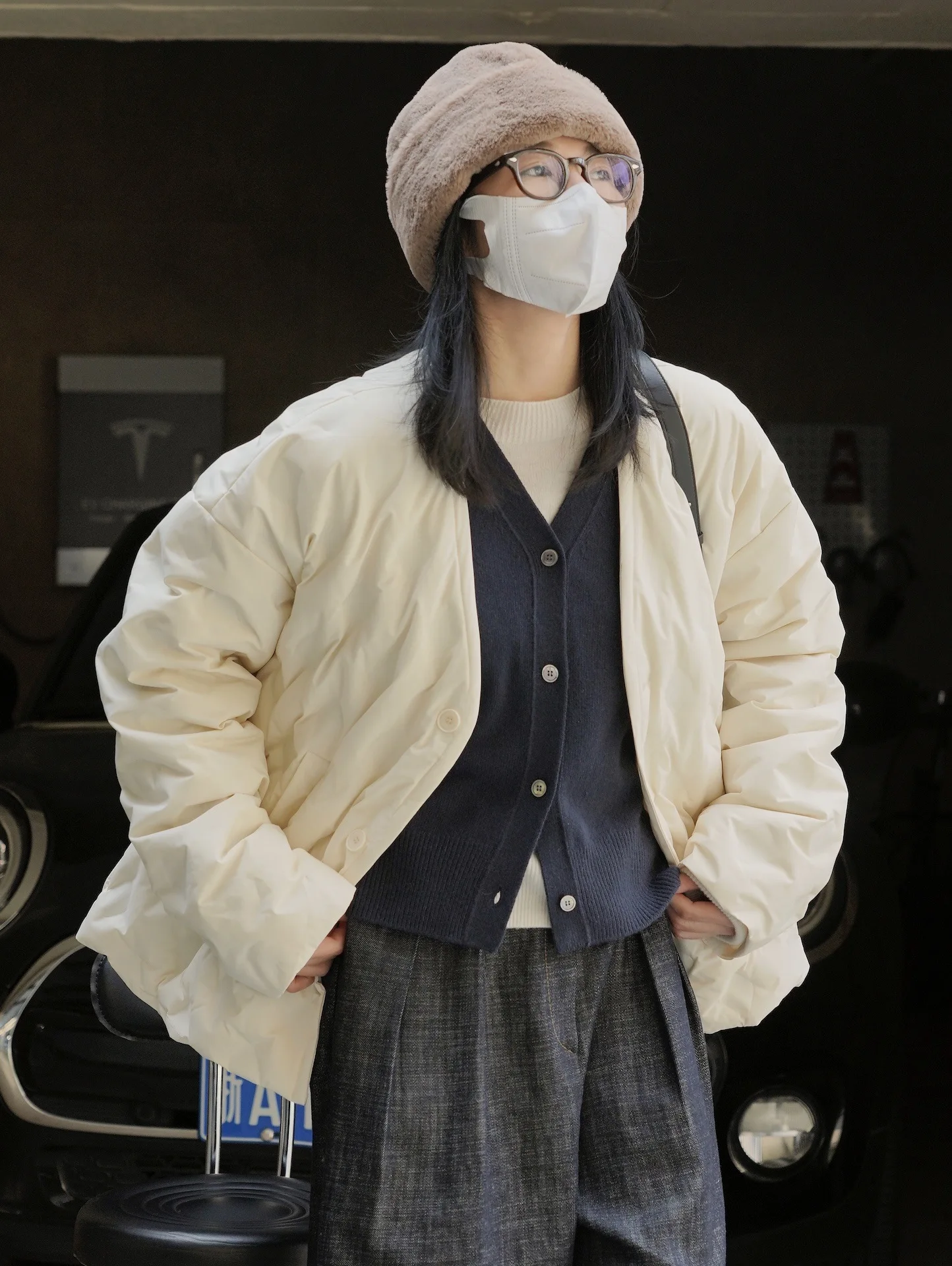 woman warm winter short coat