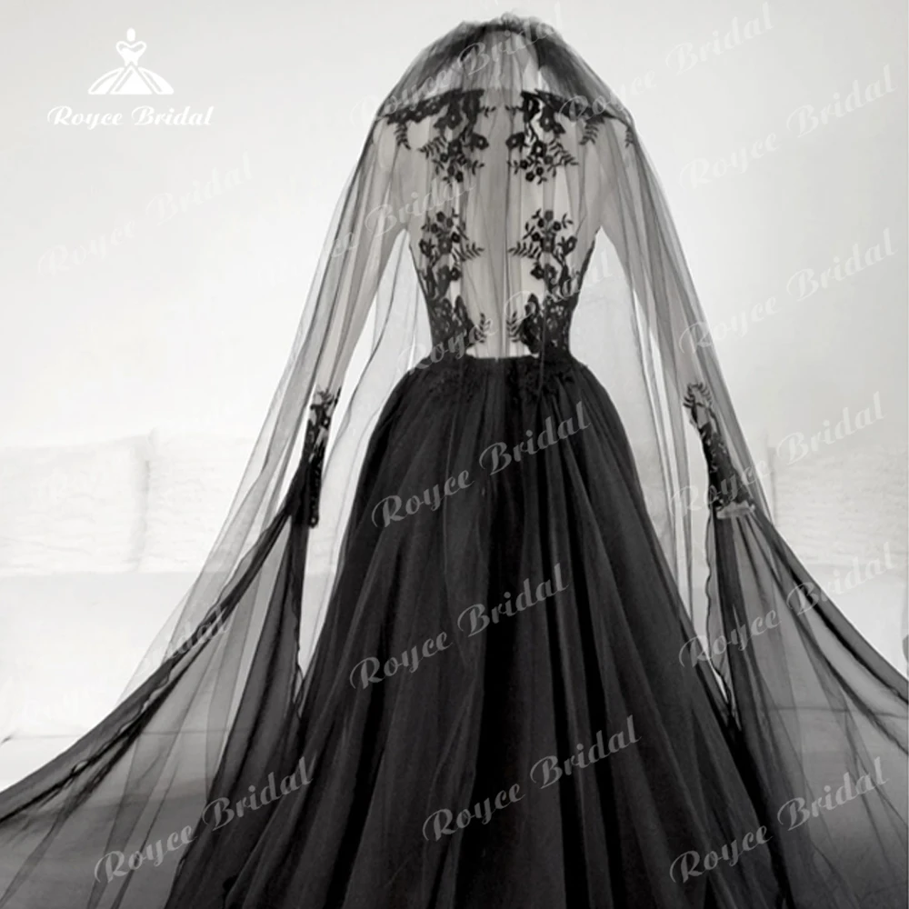 Женское платье с длинными рукавами готическое черное трапециевидной формы