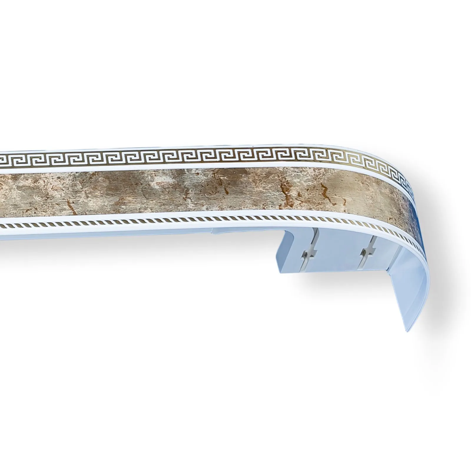 Карниз трёхрядный Ультракомпакт. Меандр 160 см белый мрамор