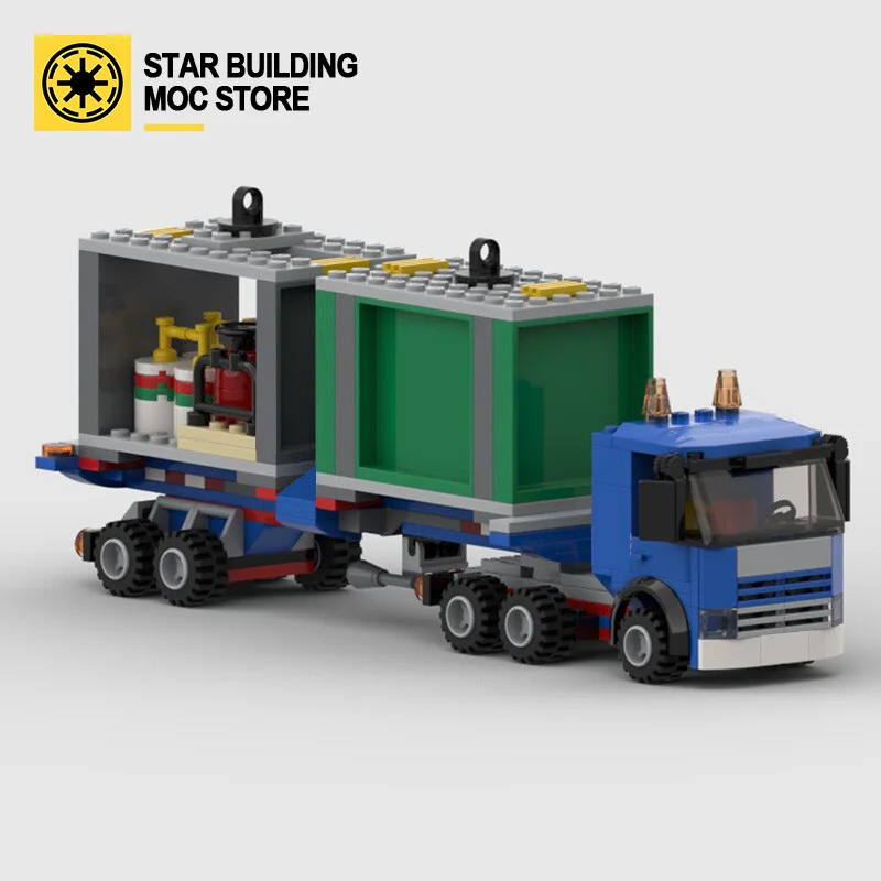 

MOC Creative specialist Tech car City engineering car van Truck Truck truck 87396 Blue truck and trailer model building toy