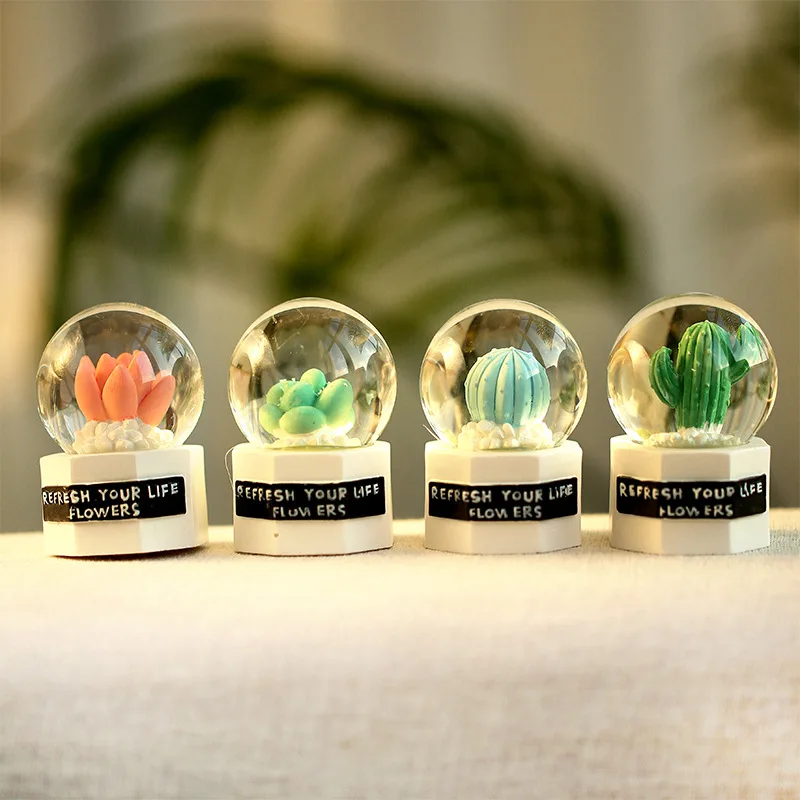 

Creative colorful lighting snow crystal ball ornaments resin crafts student birthday gift companion gift crystal ball