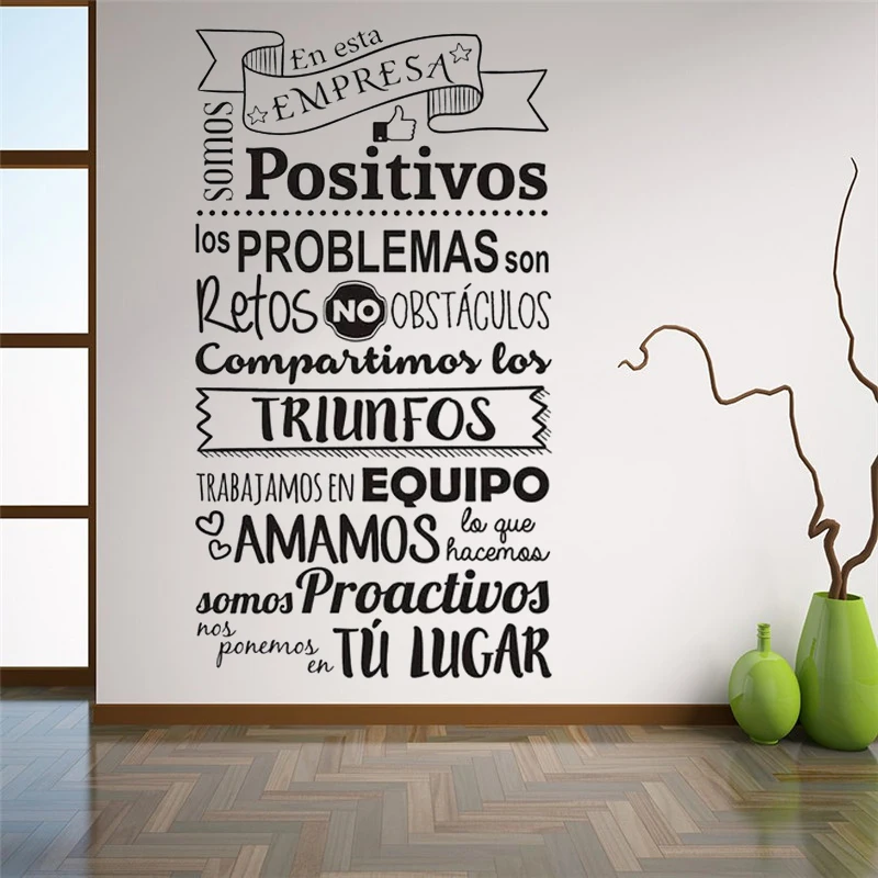

Испанские вдохновляющие цитаты, Виниловая наклейка на стену с надписью «Esta Company Sounos Positivos», мотивирующая фраза «Company», офисное украшение