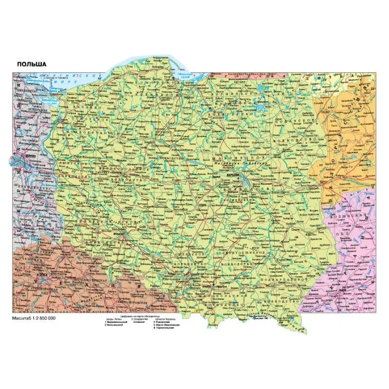 Административная карта Польши 70*40 см |