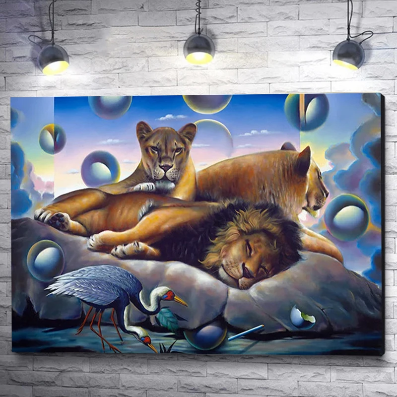 

Lion King And Queen Canvas Painting Wall Art Abstract Animals Poster Prints For Living Room Natural Aesthetic Picture Home Decor