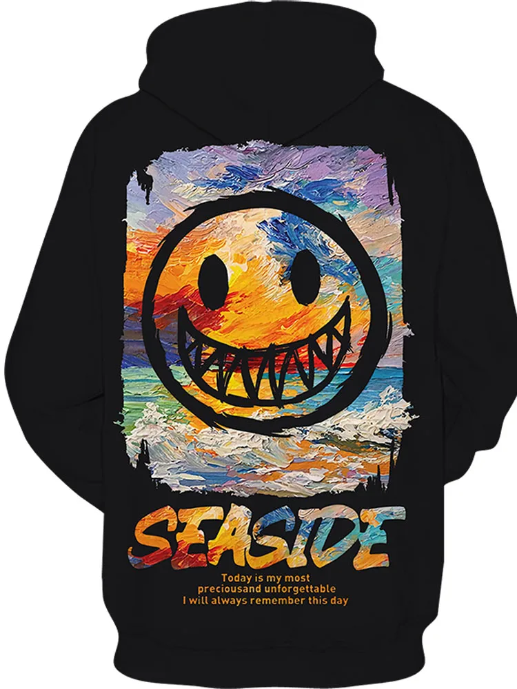 

Hip Hop Cartoon Print Men's Sweatshirt Fashion Casual Hoodies Autumn Loose Pullover Tops With Pocket Long Sleeve Sportswear Male
