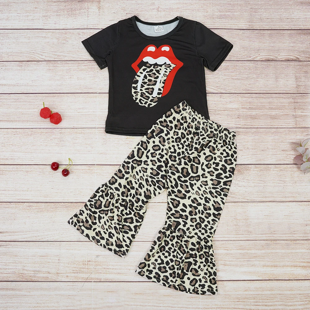 

New Style Baby Girl Clothes Set 2pcs Cotton Suit Embroidery Bodysuit Long Sleeve Outfits Leopard Pants For 1-8T Toddler Babi