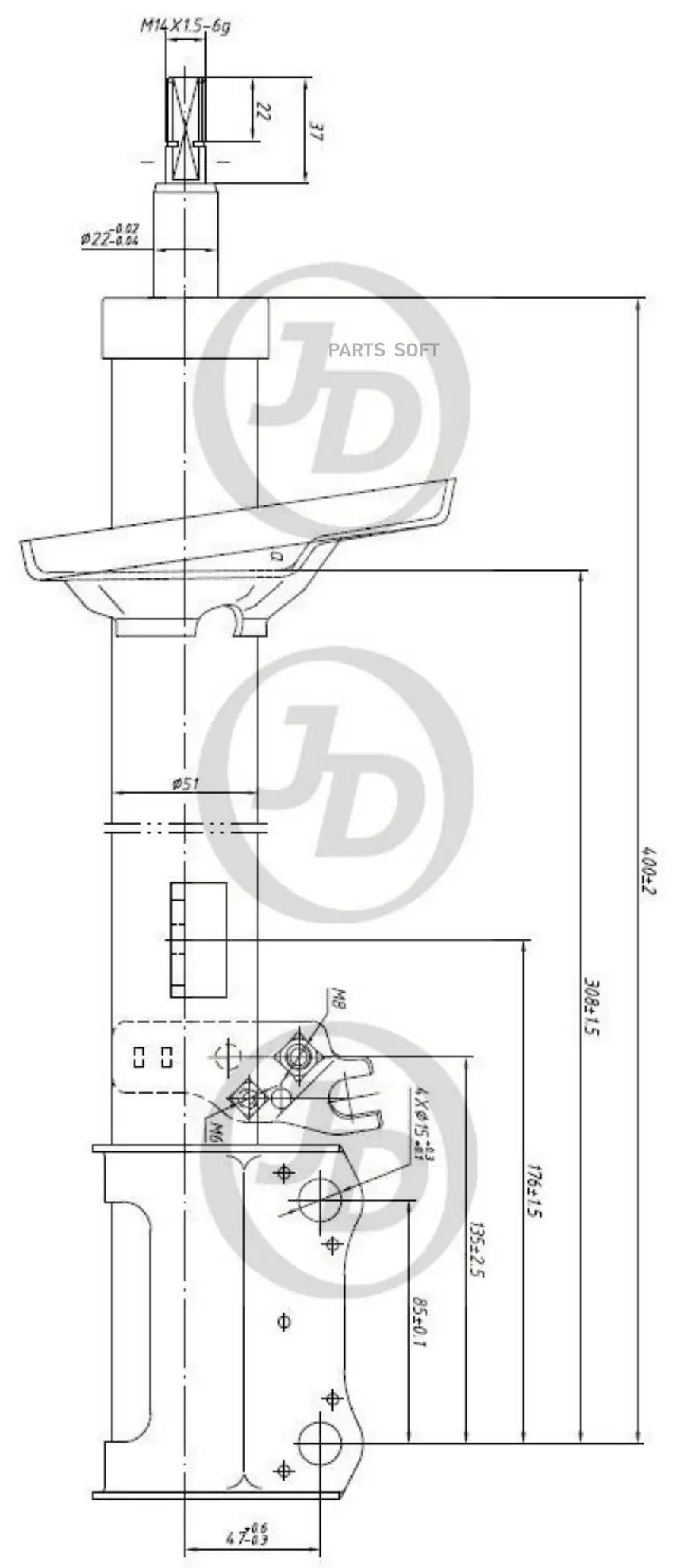 JUST DRIVE JAS0011 АМОРТИЗАТОР ПОДВЕСКИ ГАЗ ЗАД. R -334063- D22 TO CORONA-CARINA E AT190 CT190 ST191 92-96