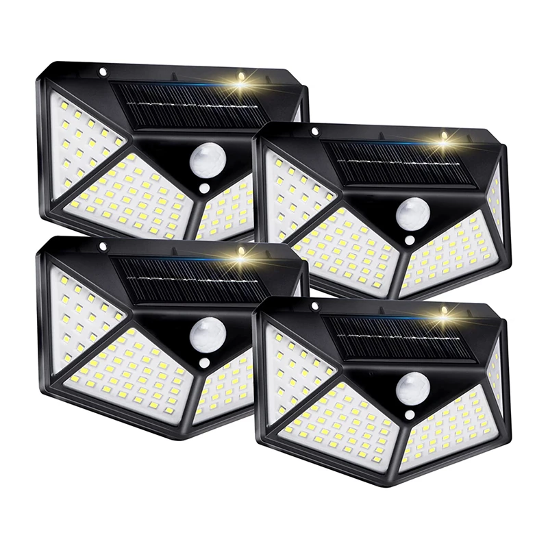 

4 Pieces Solar Led Light Outdoor Garden Waterproof Solar Security Lights for Yard Garage Deck 3 Working Modes Lamp