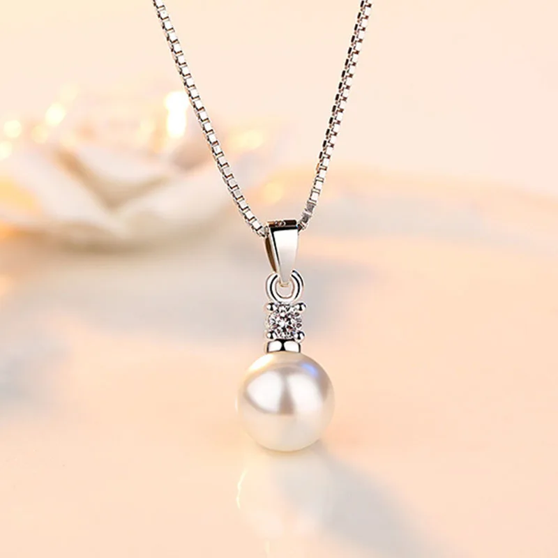 

Luxury Shiny Crystal Pearl Pendant Clavicle Chain Necklace for Women AAA Cubic Zirconia Choker ​Charm Wedding Party Jewelry Gift