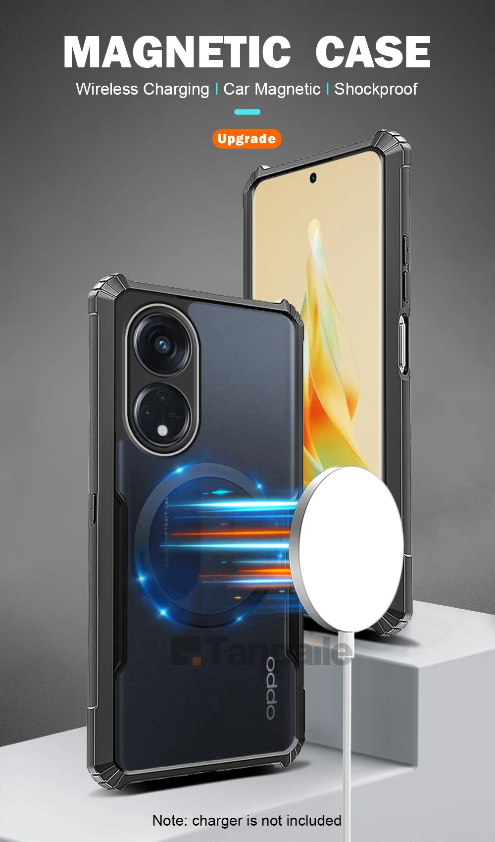 Ультратонкий Магнитный чехол-бампер для телефона OPPO Reno 8T 4G