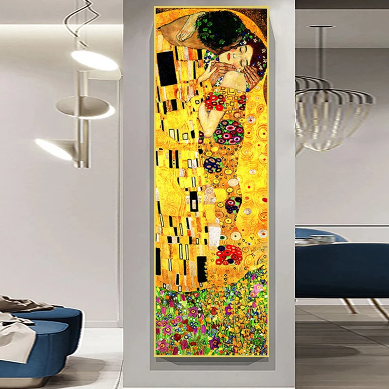 

Gustav Klimt Kiss Canvas Painting Wall Art Abstract Gold Kissing Couple Posters And Prints For Living Room Modern Home Decor