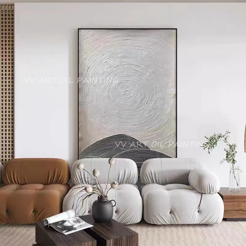 Простой чистый 100% ручная роспись серый нож для картины коричневая картина маслом