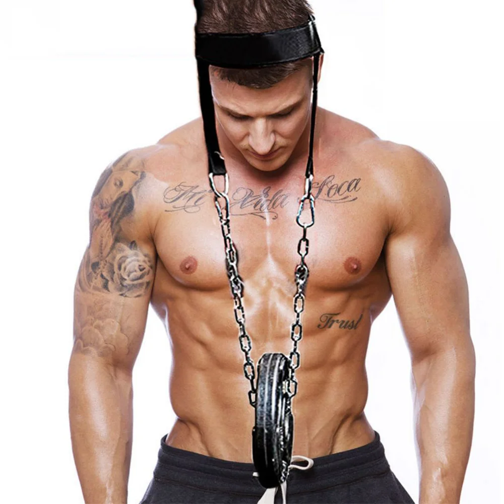 

Neck Harness Increases , Core Strength and Supports Injury Recovery with Heavy Duty Steel Chain Adjustable Head and Chin Neopre