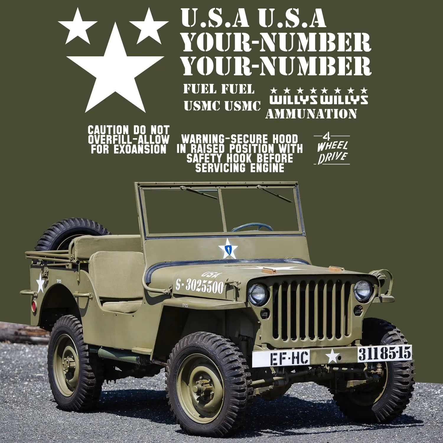 

Набор наклеек WILLYS CJ5, армия кайзера, США, WW2