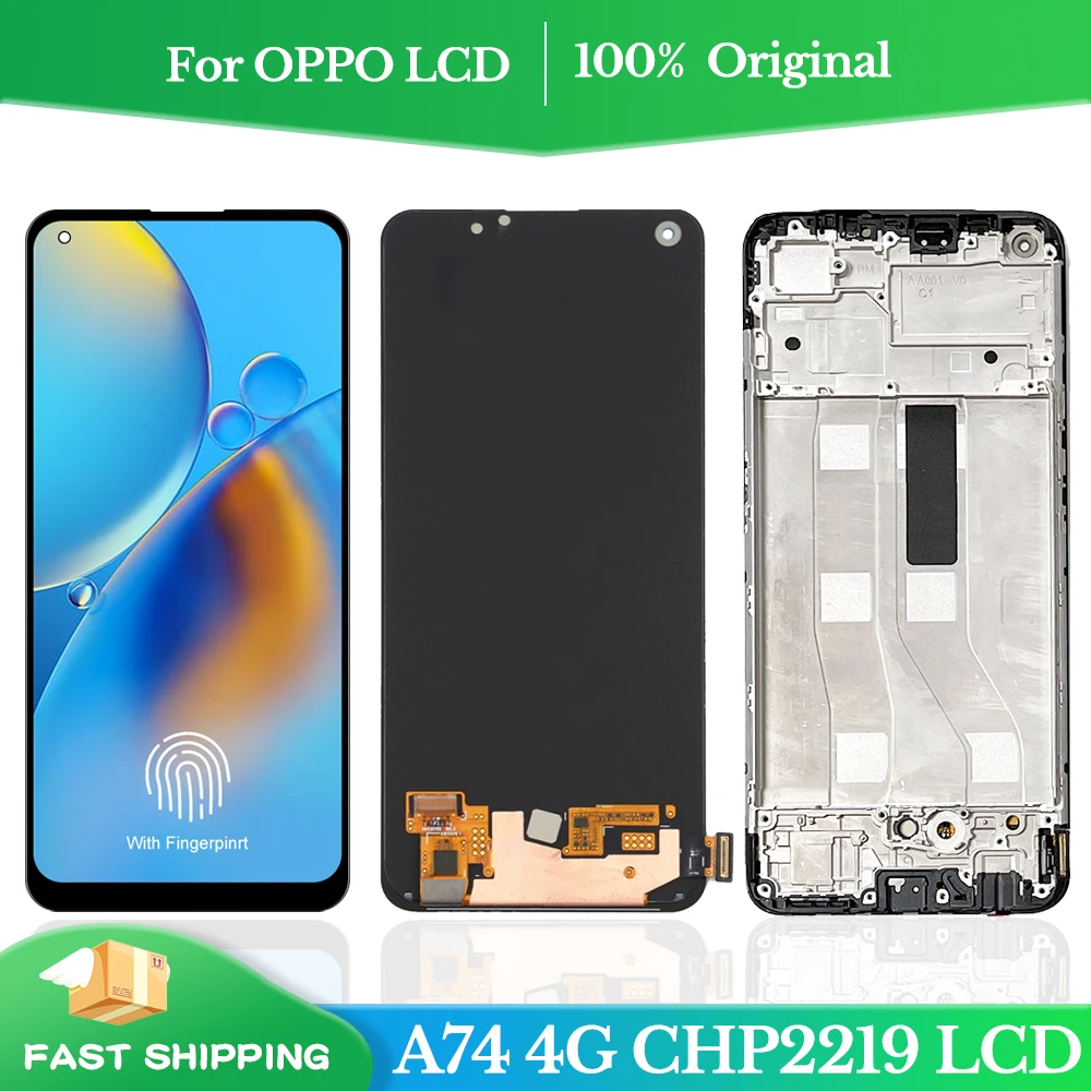 Экран 6,43 дюйма для Oppo A74 4G, ЖК-дисплей с рамкой для замены Oppo A74 CHP2219