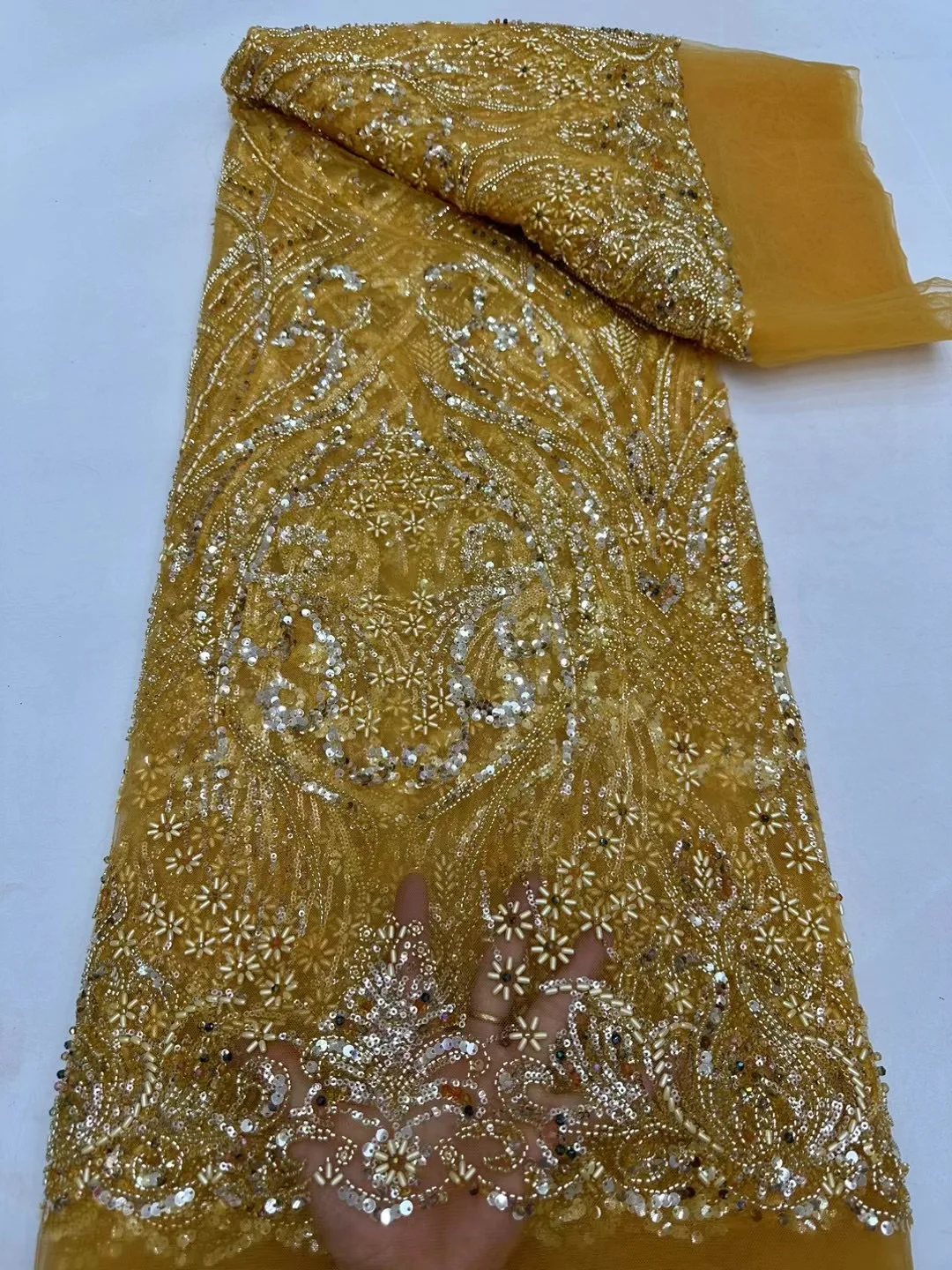 Новинка 2024 африканская кружевная ткань с блестками Высококачественная вышивка 3D