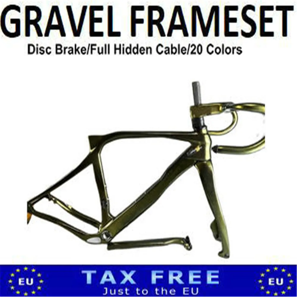 

30 Colors Gold Chameleon Gravel Road Bike Frameset Disc Brake Grevil Frame and Carbon Handlebar
