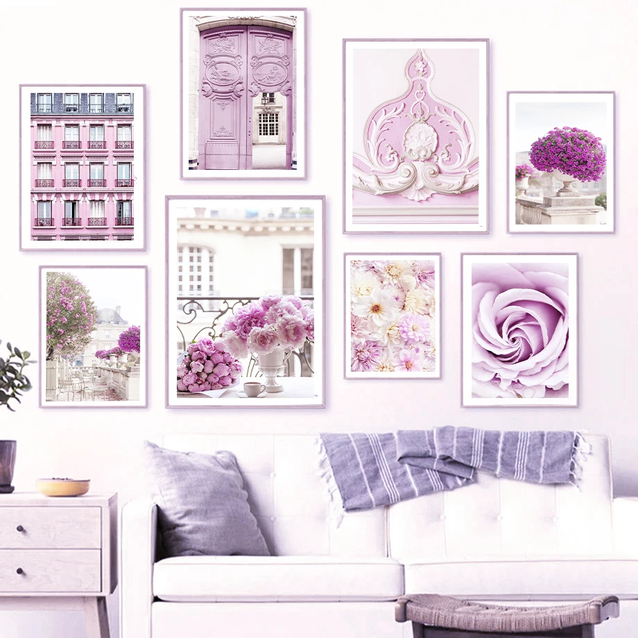 Фиолетовые ворота цветы розы Европейский стиль резной архитектурный замок