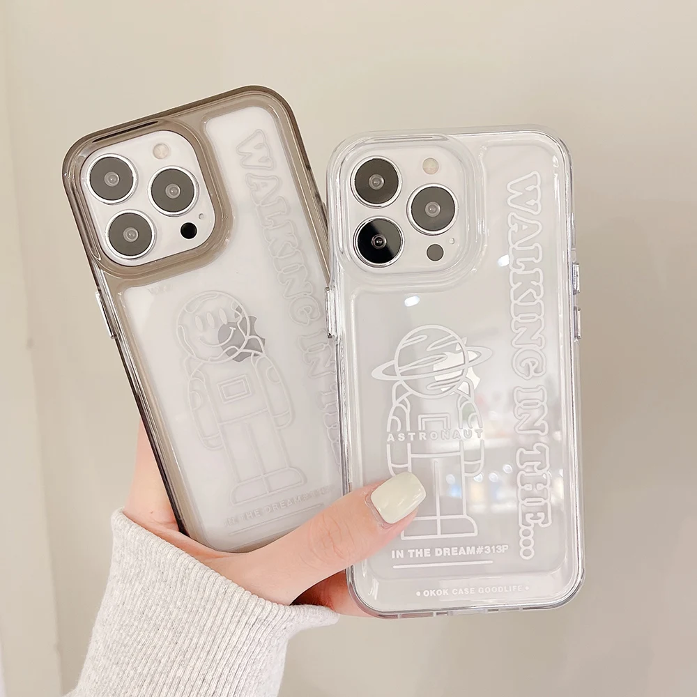 

Luxury Acrylic Drawing Robot Planet Phone Case for iPhone 13 12 11 Pro Max XS X XR 7 8 Plus Anti Yellowing Protection Cover