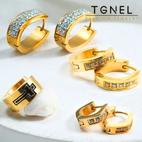 tgnel classic stainless steel gold hoop earrings geometric small pierced earrings punk fashion hooks jewelry accessories for gif