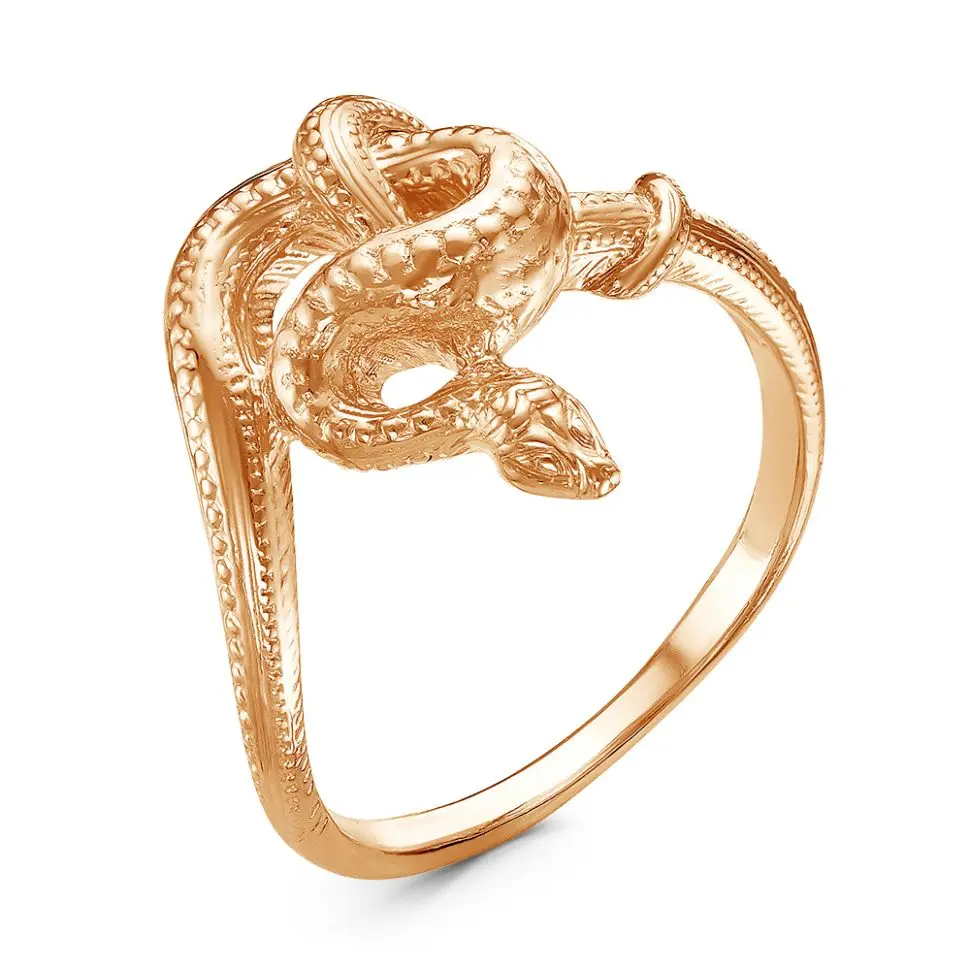 Серебряное кольцо в виде змеи золочении Б23010875 |