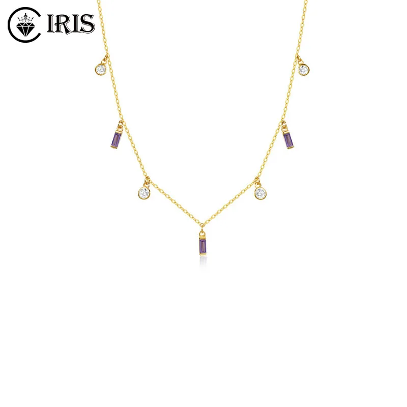 

S925 Sterling Silver Geometric Small Square Necklace Female European And American Ins Cold Wind Niche Zircon Stacked Collarbone