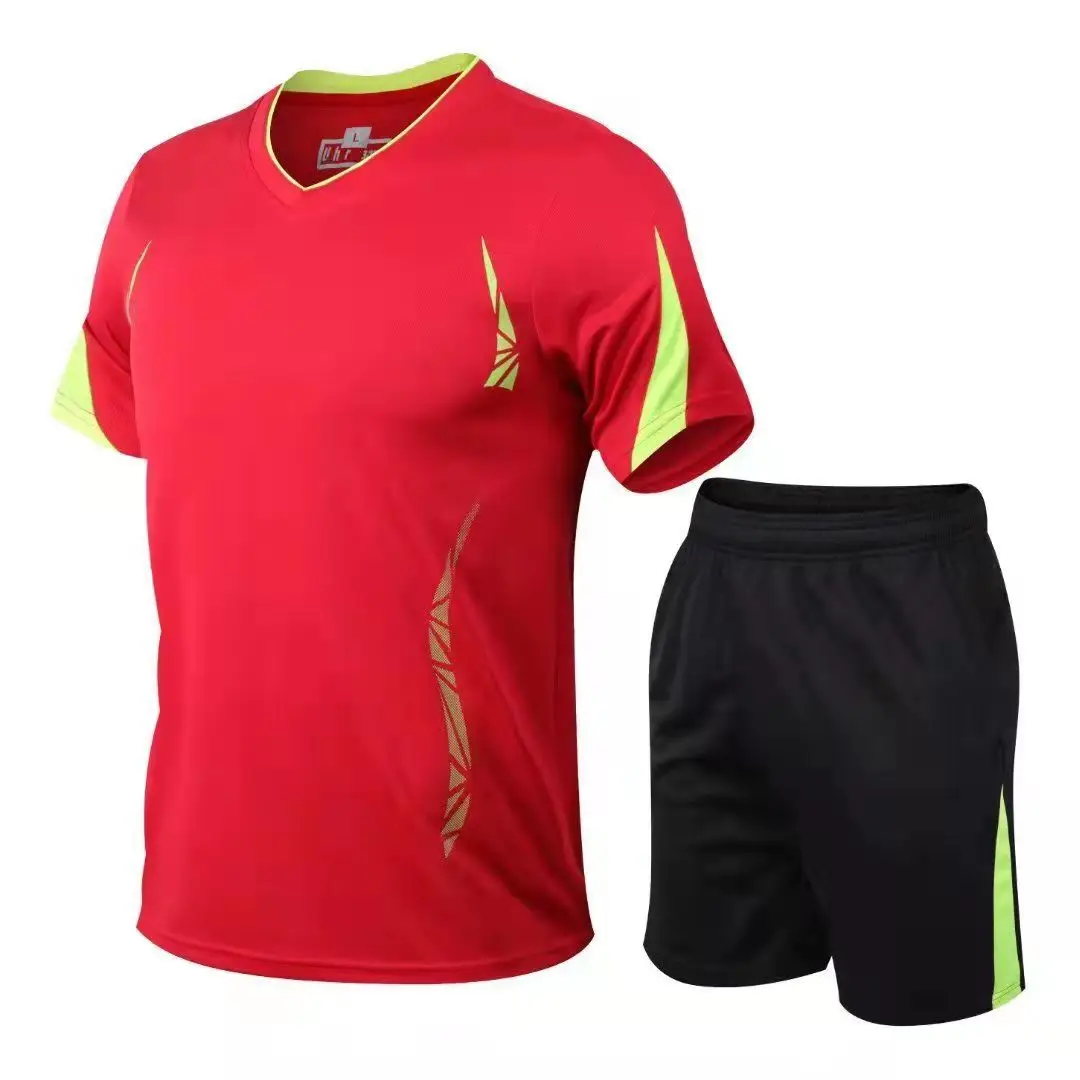 

Men Running Sets Gym Fitness Short Sleeve Sports Suit Jogging Sportswear Quick Dry Football Jersey Tracksuit Workout Clothes