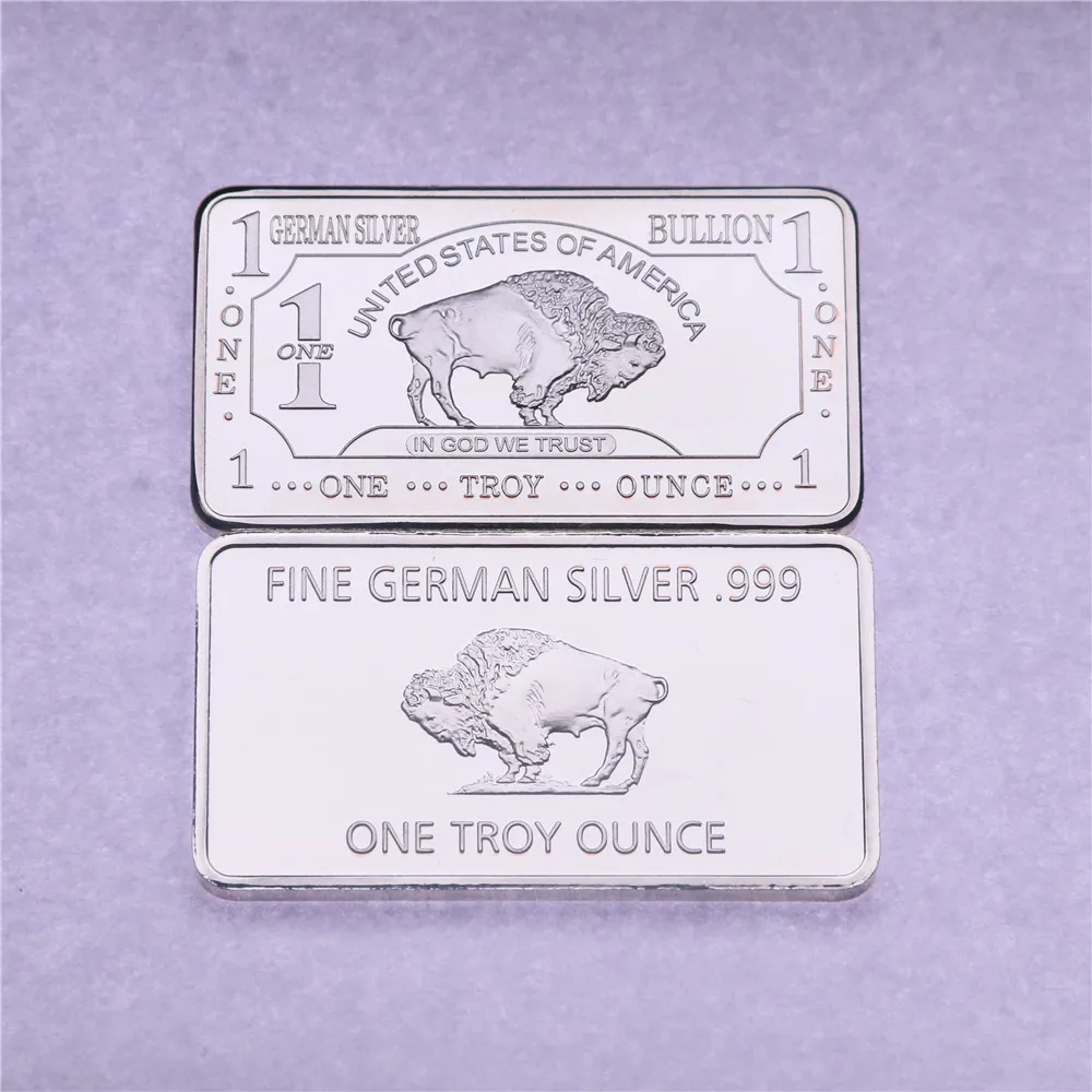 

German Mint 1 Troy Ounce Buffalo German Silver Bullion Bar Replica Coins Collection