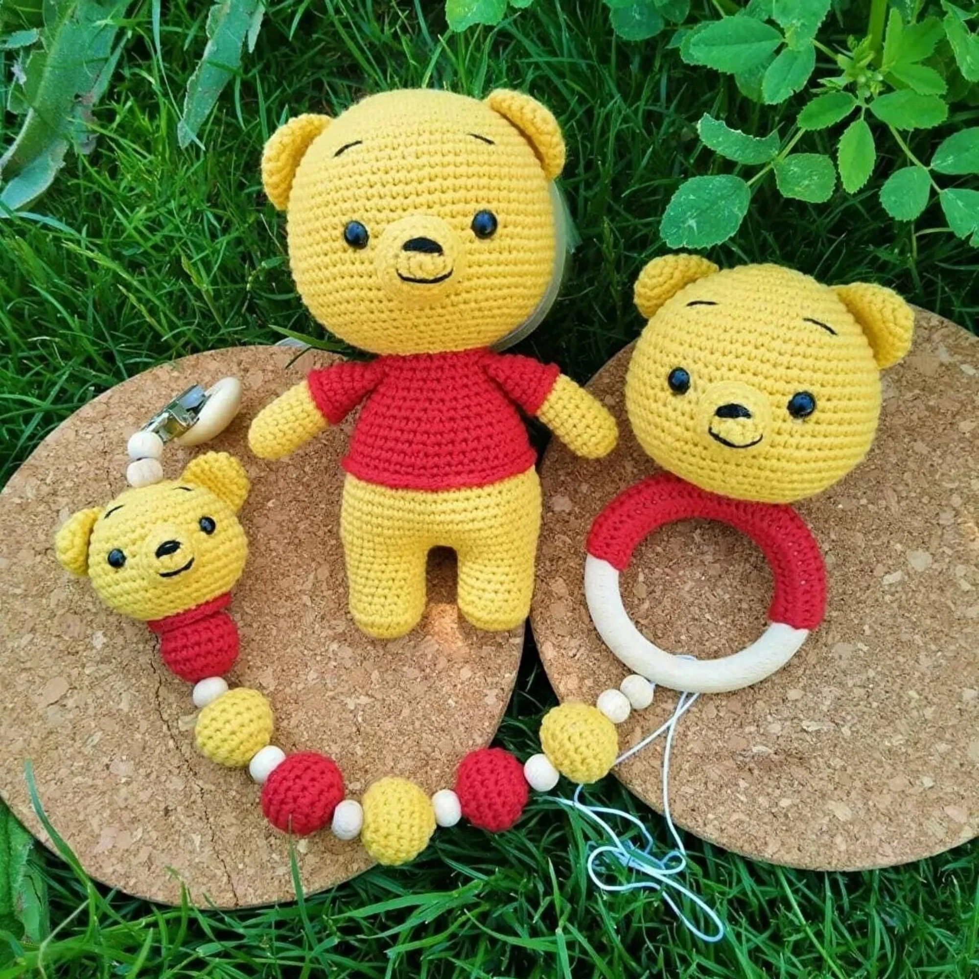 

Amigurumi Cute Teddy Bear Set Gift Organic Knitted Toy Washable Handmade Dolls Newborn Sleeping Companion Sweet Baby for Sale