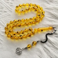 tasbih rosary amazing yellow insect amber beads real ants inside 10mm 51 sibha round beads hand made prayer bead